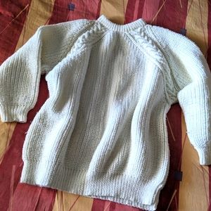 Hand Knitted White XL Sweater